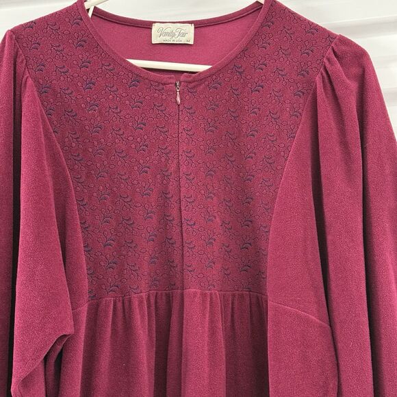 Vintage Vanity Fair Nightgown Women Medium Maroon Soft Comfort Barrel Sleeve - Picture 7 of 13